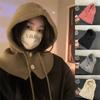 Winter Knitted Hooded Scarf Hat Women Warm Ear Protection Cap Outdoor Cycling Cold-Proof Integrated Neck Warmer Fashion Hat