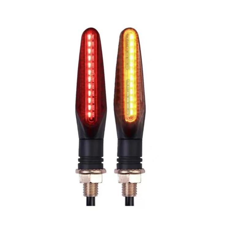 24LED Motorcycle Dual Color Turn Signal/Brake Light One Touch Daytime Running Light Scanning White Yellow flowing light