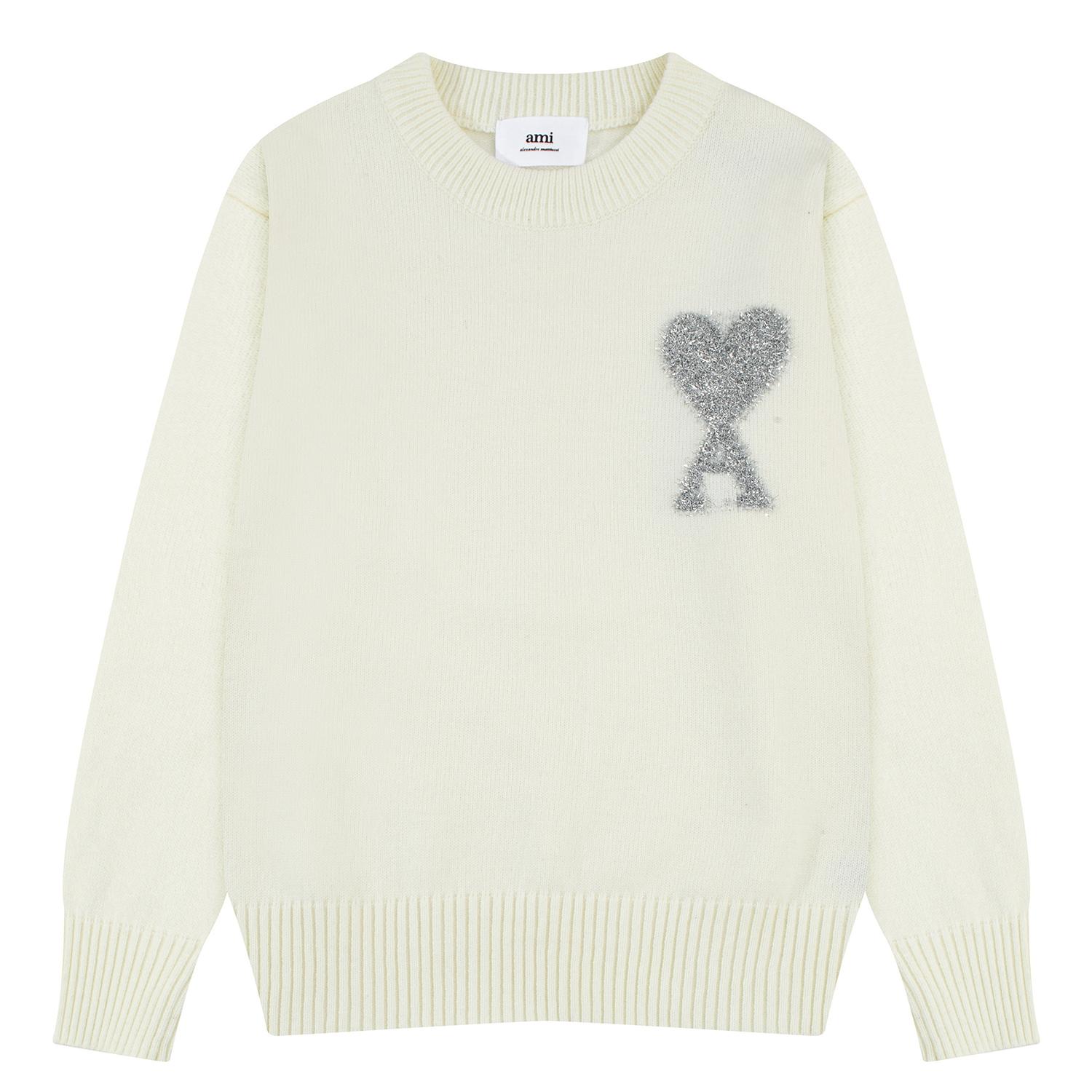 

AMI Новый осенне-зимний серебристый свитер с круглым вырезом для пары из мягкой и приятной на ощупь смесовой альпаки S