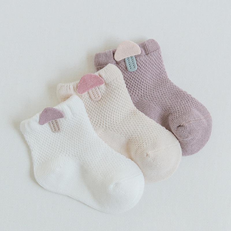 3 Pairs/Pack Summer Baby Socks Combed Cotton Boneless Cartoon Mesh Baby Socks Thin Soft Children'S Socks For Boys And Girls