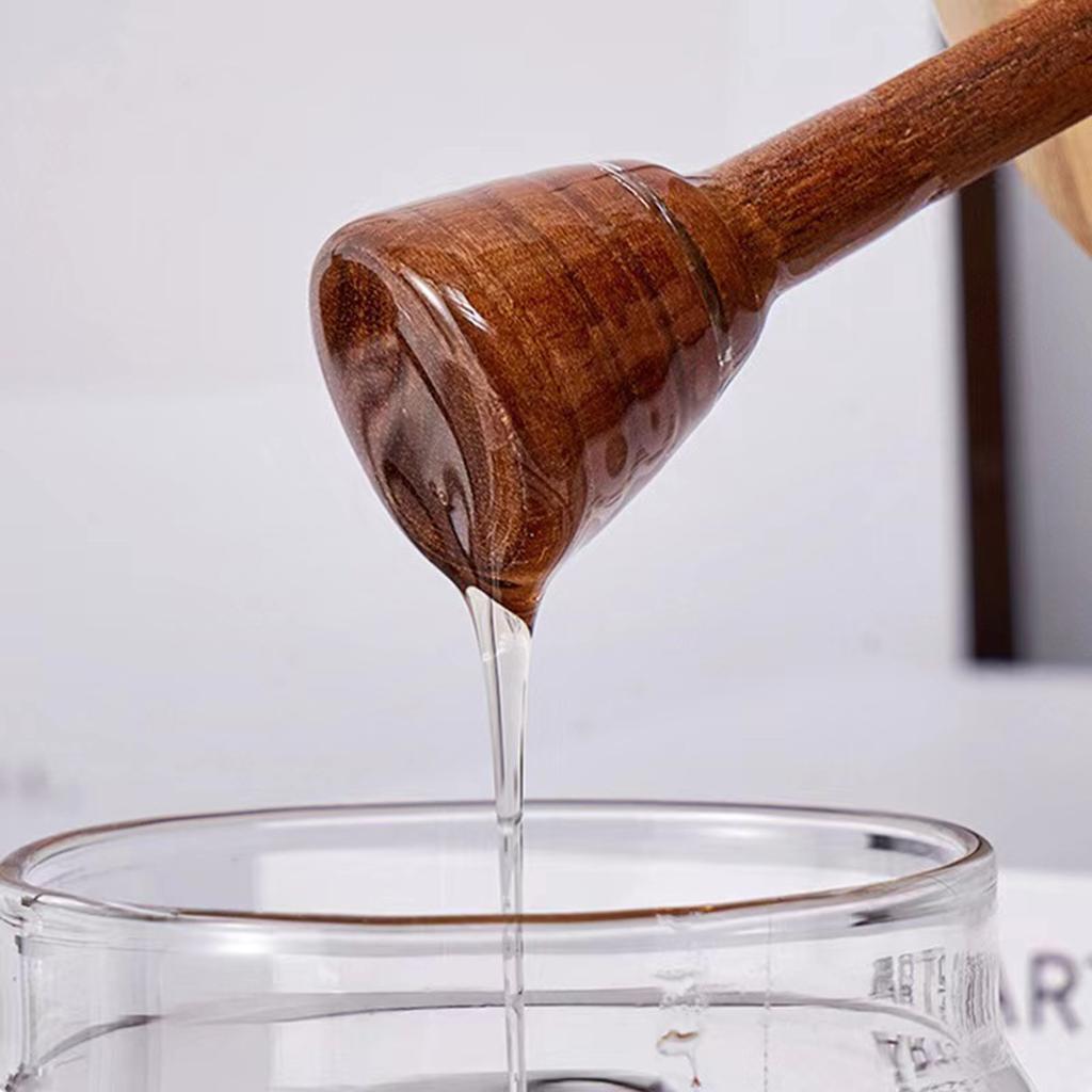 Glass Storage Bottles with Dipper Lid Honey Jars Wide Mouth Honey Containers Syrup Dispenser for Storing Honey and Syrup
