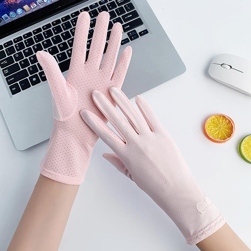 Women’s Ice Silk Full Finger UV Protection Gloves, Touchscreen Quick-Dry Summer Gloves for Cycling Driving Electric Scooter