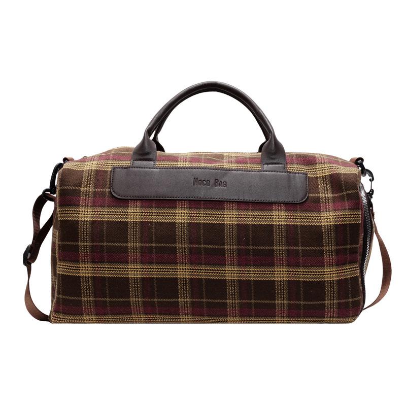 Women's Casual Simple Plaid Fashion Style Tote Travel Bag with Shoes and Warehouse Moving Luggage Bag