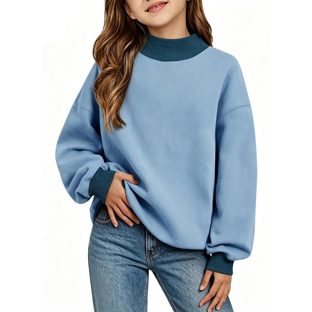 Kids Printed Neck Raglan Long Sleeve Lightweight Sweatshirt for Casual Wear