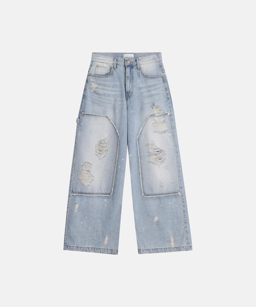 Aesimeteuli Distressed Panel Jeans / Light Blue