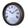 12in Outdoor Wall Clock with Thermometer Garden Waterproof Clock for Livingrooms Kitchen Office Bathroom Bedroom Decors