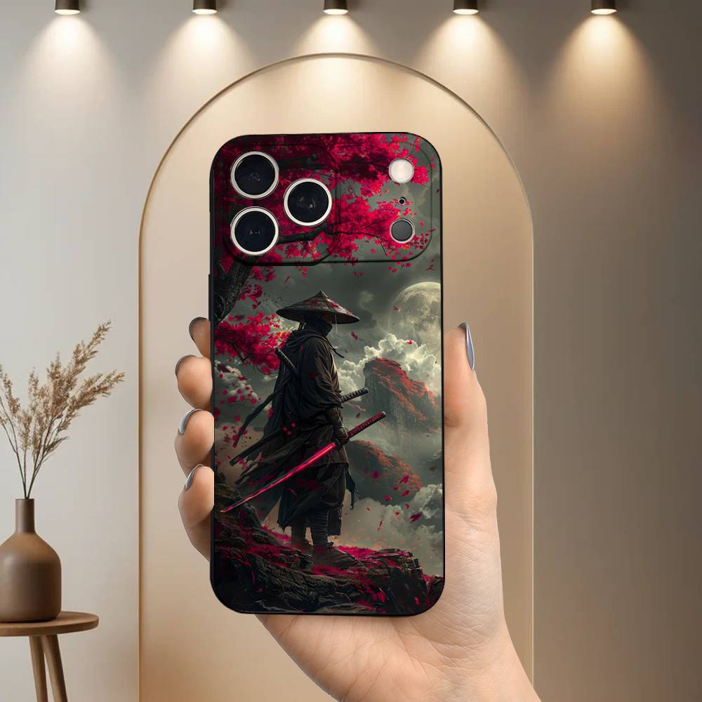 Samurai Art Bushido Phone Case For iPhone 17,16,15,14,13,12,11 Plus,Pro Max,XS,X,XR,SE,Mini,8,7,Soft Silicone Black Cover
