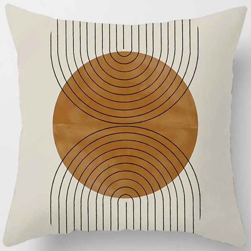 Brown Geometric Print Square Pillowcase Home Goods Car Sofa Cushion Cover