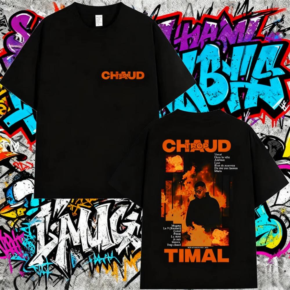 

Summer Rapper TROP CHAUD TIMAL Album Graphic T Shirt Men s Vintage Hip Hop Oversized Cotton Printed T-shirt S