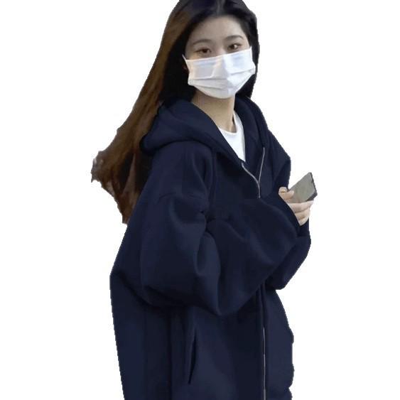 Women's Retro Fleece-Lined Hoodie Cardigan, Autumn/Winter 2026, Unisex Loose Fit