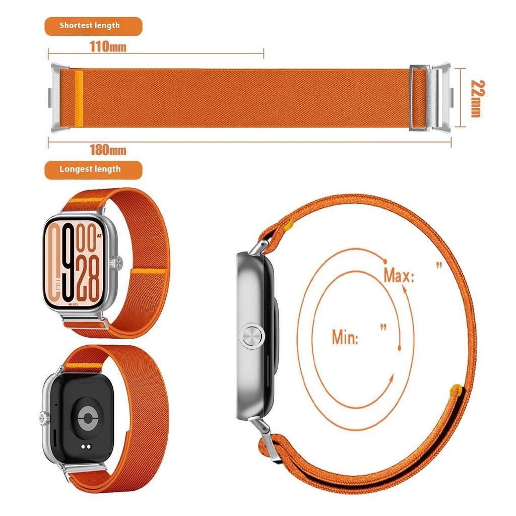 Nylon Watch Band for Xiaomi Smart Band 9 Pro/8 Pro/Redmi Watch 5/4 Adjustable Elastic Replacement Strap