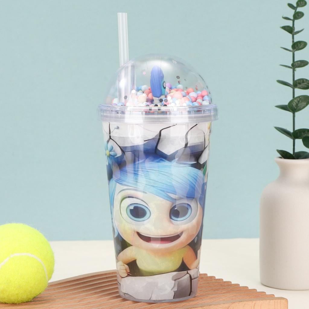 Water bottle summer portable plastic water cup cute cartoon student ice cup creative high value portable straw cup