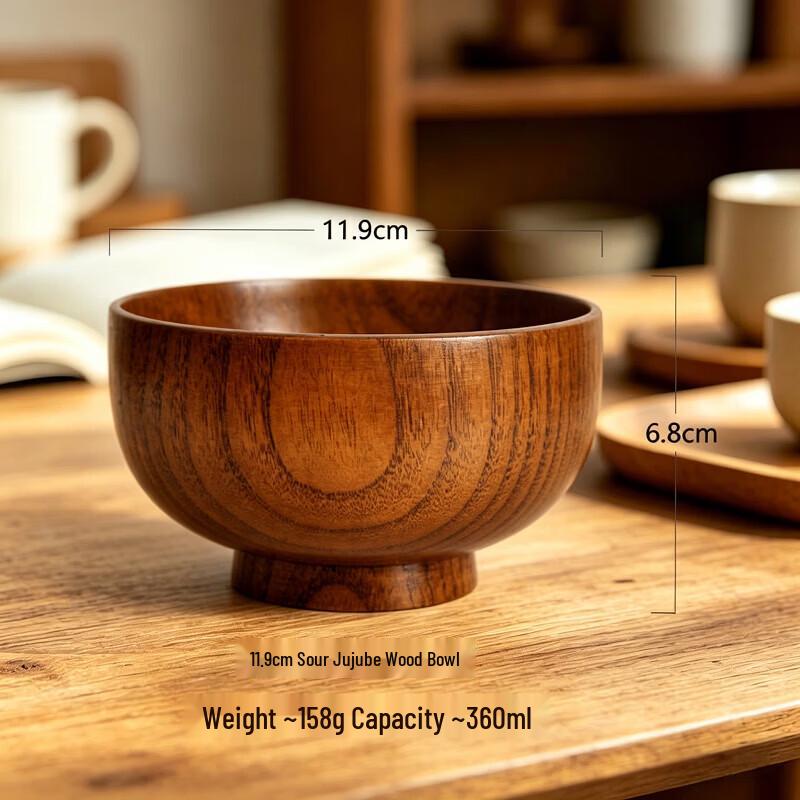 Huabeishi Natural Jujube Wood Dining Bowl