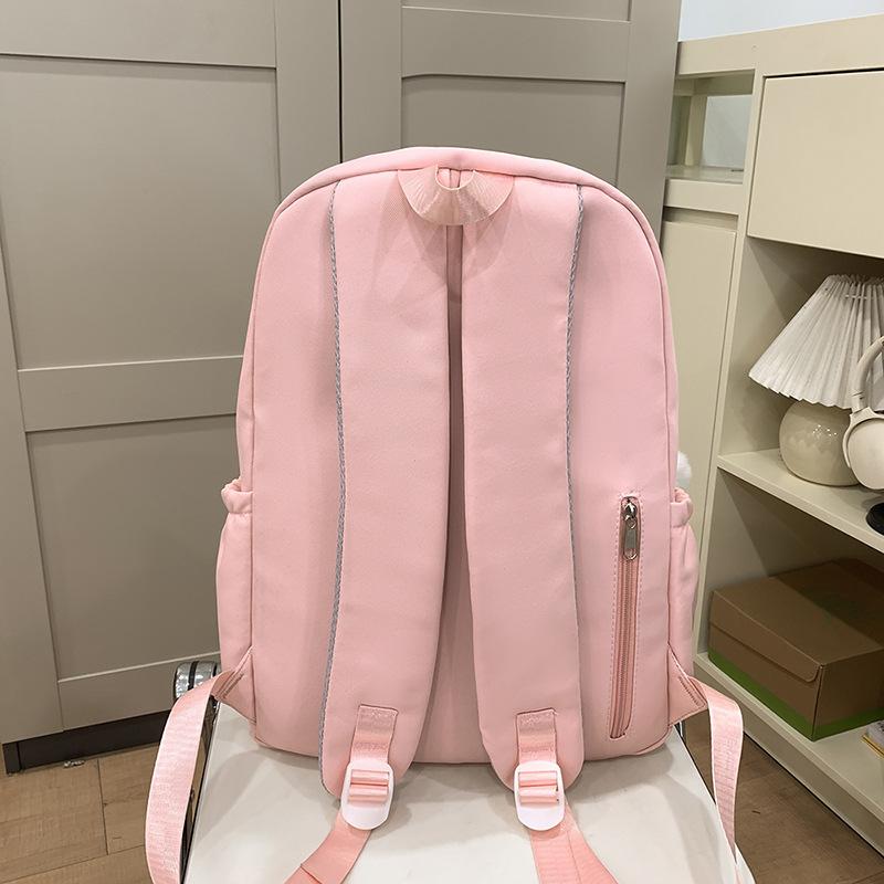School Bag New Middle and High School Students Sweet Solid Color Large Capacity School Bag Casual Commuting Backpack Versatile Cute Simple Backpack