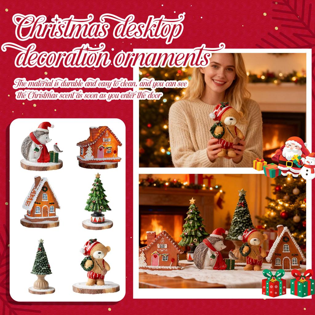 Christmas Desktop Decorations, Christmas Resin Christmas Trees, Little Houses, And Photo Props