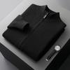 Autumn Winter Men Zipper Cardigan Mock Neck Thick Cashmere Sweater Merino Woolen Knitwear Smart Casual Sweater Coat