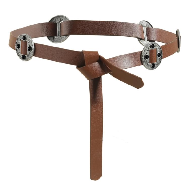 Adjustable Retro Carved Metal Decors Waist Belt Exquisites Handcrafts PU Leather Belt Waistband for Fashion Enthusiasts