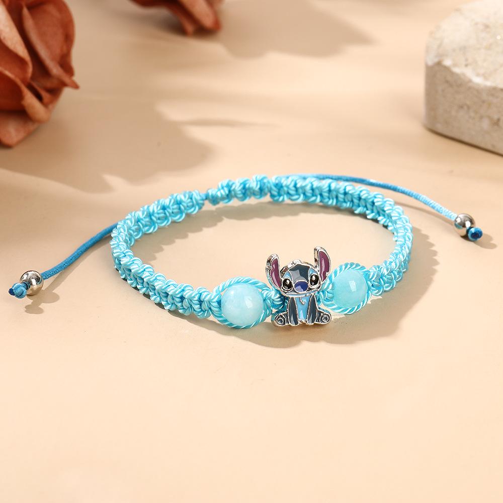 Entzückendes Stitch Cartoon Gewebtes Armband Figurenmuster Armband Geschenk Verstellbare Schnalle Armbänder für Kinder Mädchen Geburtsdatum Geschenk