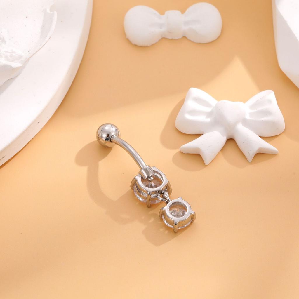 Getta 925 Sterling Silver Custom Body Jewelry Simple Summer Trendy Belly Rings with Zircon Dangle Piercing for Weddings