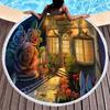 Round Beach Towel,Cartoon Fairy Tale Hedge House Sand Resistant Shawl Beach Blanket,Absorbent Quick Dry Pool Towel Picnic Mat