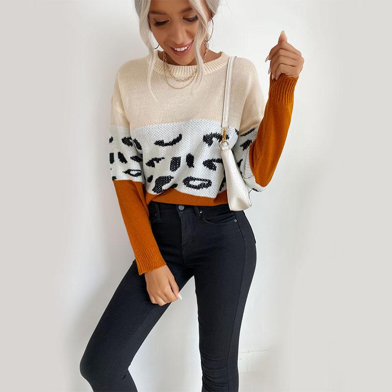 Vintage Fashion Elegant Casual Autumn Women's Colorblocking Long-sleeved Bottoming Sweater Thin Section