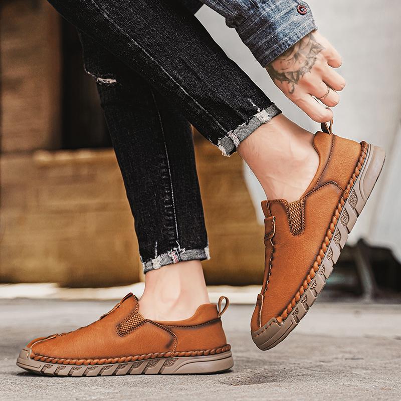 Fashion Men Breathable Casual leather Slip Shoes Comfort Slip-on Loafers Soft Penny Loafer for Men Lightweight Driving Boat Shoes men