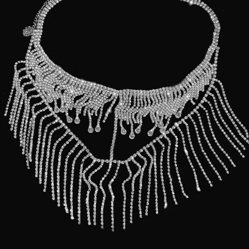 Versatile Rhinestone-Inlaid Tassel Mask: Stylish Full-Face Decoration for Women’s Independent Website Aesthetic