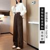 Off-white Chenille Wide-leg Pants Women's New Autumn and Winter Fleece Windproof Pants Winter Casual Corduroy Pants