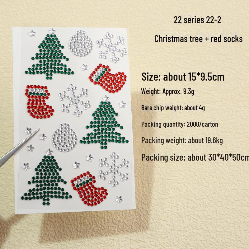 Christmas Snowflake Stickers & Rhinestone Tree Decorations - Festive Eye Corner Accessories