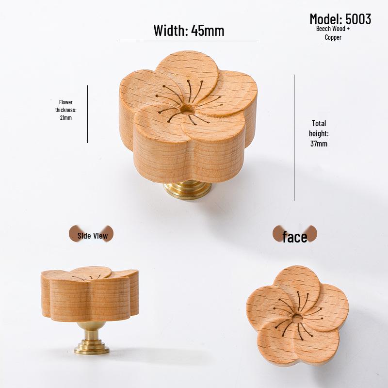 Solid Wood Cartoon Drawer Pull Knob for Children's Room