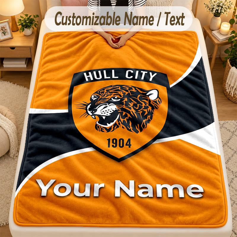 Flannel BlanketHull City Custom Name Text Personalized Soft Warm Throw Blanket Home Decor Gift