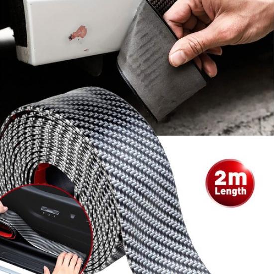 Accessories Carbon Fiber Car Door Plate Sill Cover Scuff Anti Scratch Sticker 2M