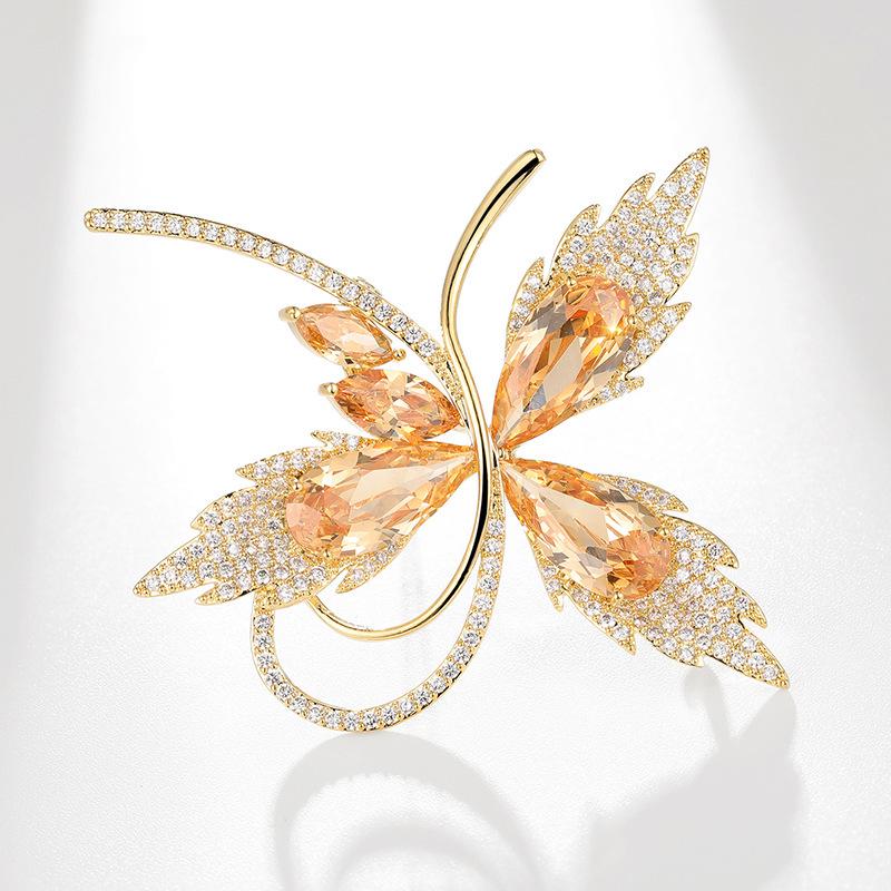 Bo Xin Yun Zircon Butterfly Brooch: Luxury Crystal Insect Pin Accessory