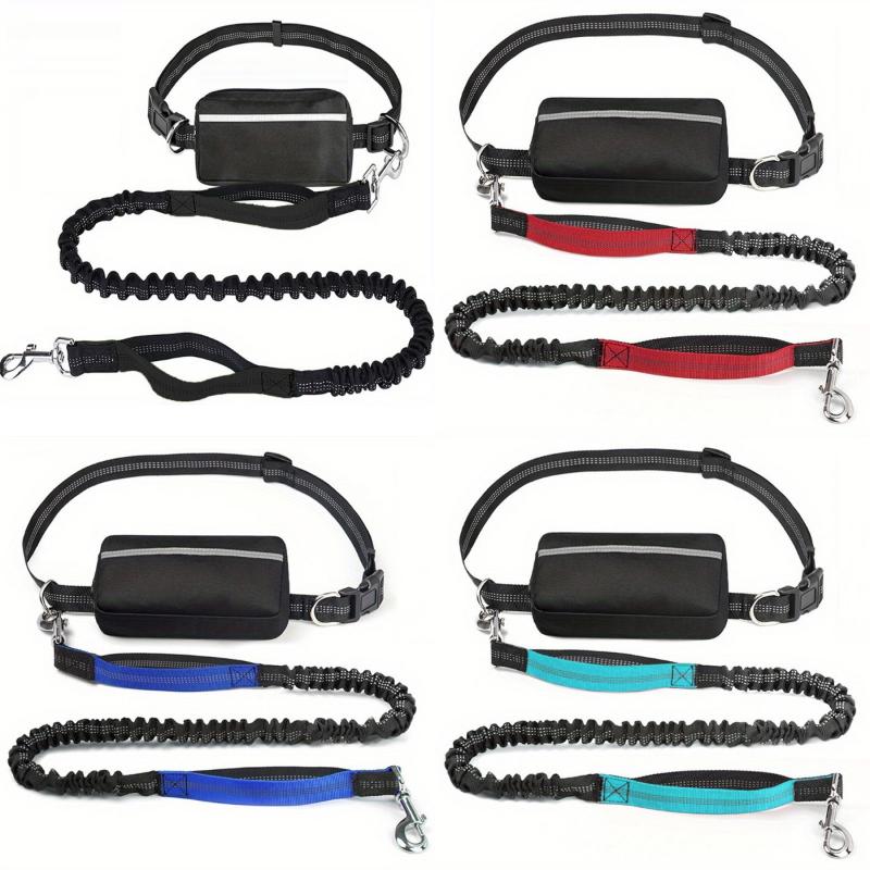 Hands Free Dog Retractable Elastic Leash Reflective Towing Rope Waist Bag Dog Traction Rope For Running Walking Pet Products