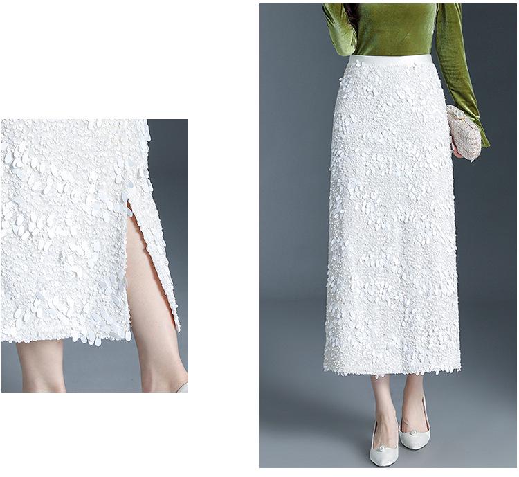 Winter Women's High-Waisted Velvet Sequin Bodycon Skirt - Stylish, Slimming, and Hip-Covering Design