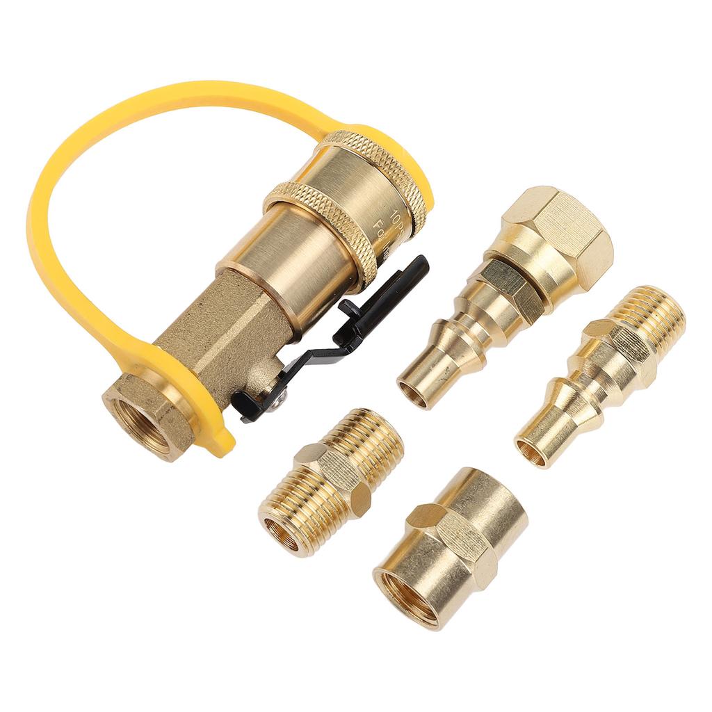 6PCS RV Quick Connect Adapter Fittings 1 4in Brass Shutoff Valve Kit for Trailers Motorhome Camping Vehicle