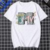 Men's Summer Earphones with Letter Print, Breathable and Comfortable Round Neck T-shirt, Outdoor Sports and Leisure Top