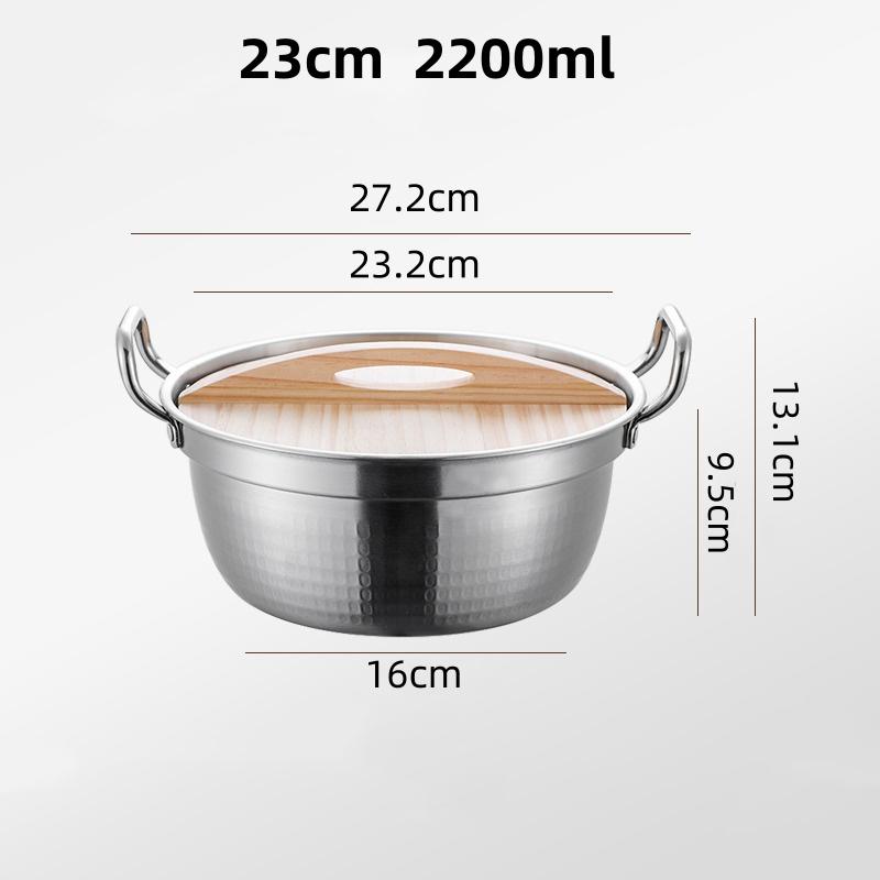Kitchen Stainless Steel Korean Ramen Pot Double Handle Rust-proof Soup Noodle Small Pot Durable Gold Silver Milk Pot Cuisine
