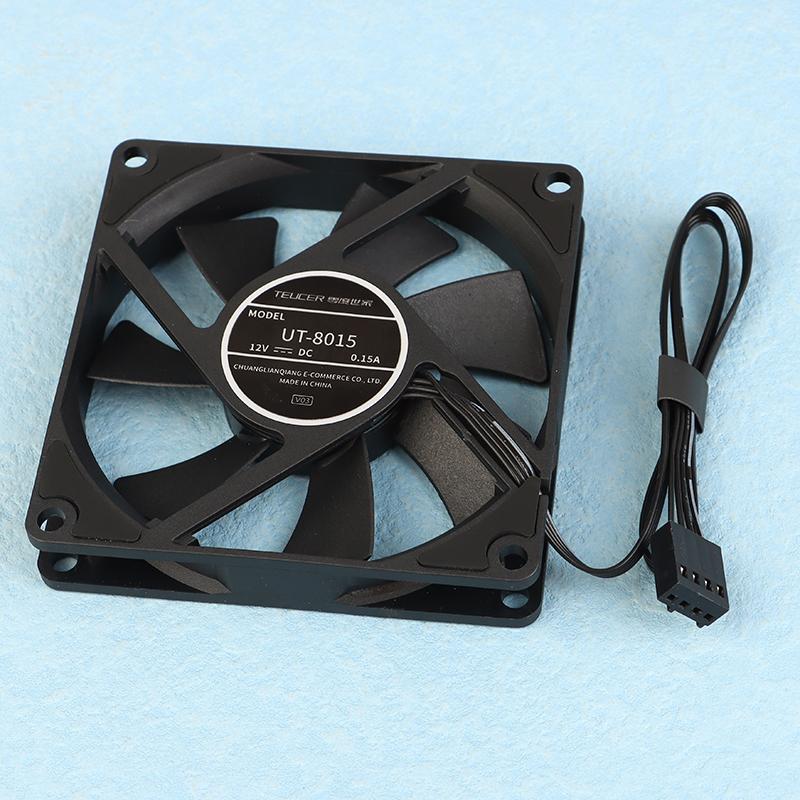 Teucer Ut-8015 8Cm Chassis Fan Slim 15Mm Thinckness 12V/4Pin Pwm Fluid Bearing 1200-3000Rpm Pc Case Cooling Ventilator