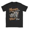Oversized TShirt Beach Funny Motorcycle Rider Therapy  Vintage Biker Trendy Cool TShirts  Cotton Tee Shirt Short Sleeve Tops