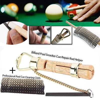 Wood Tip Clamp Billiard Pool Snooker Cue Repair Rod Helper Also Get a Pro Billiard Cue Cloth for Cue Table Indoor Sports Billiards Accessories