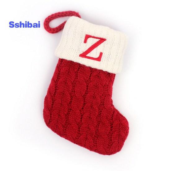 Christmas Sock Ornament with Lanyard Large Capacity Rich Color Classic Letter Design Stocking Hanging Decoration