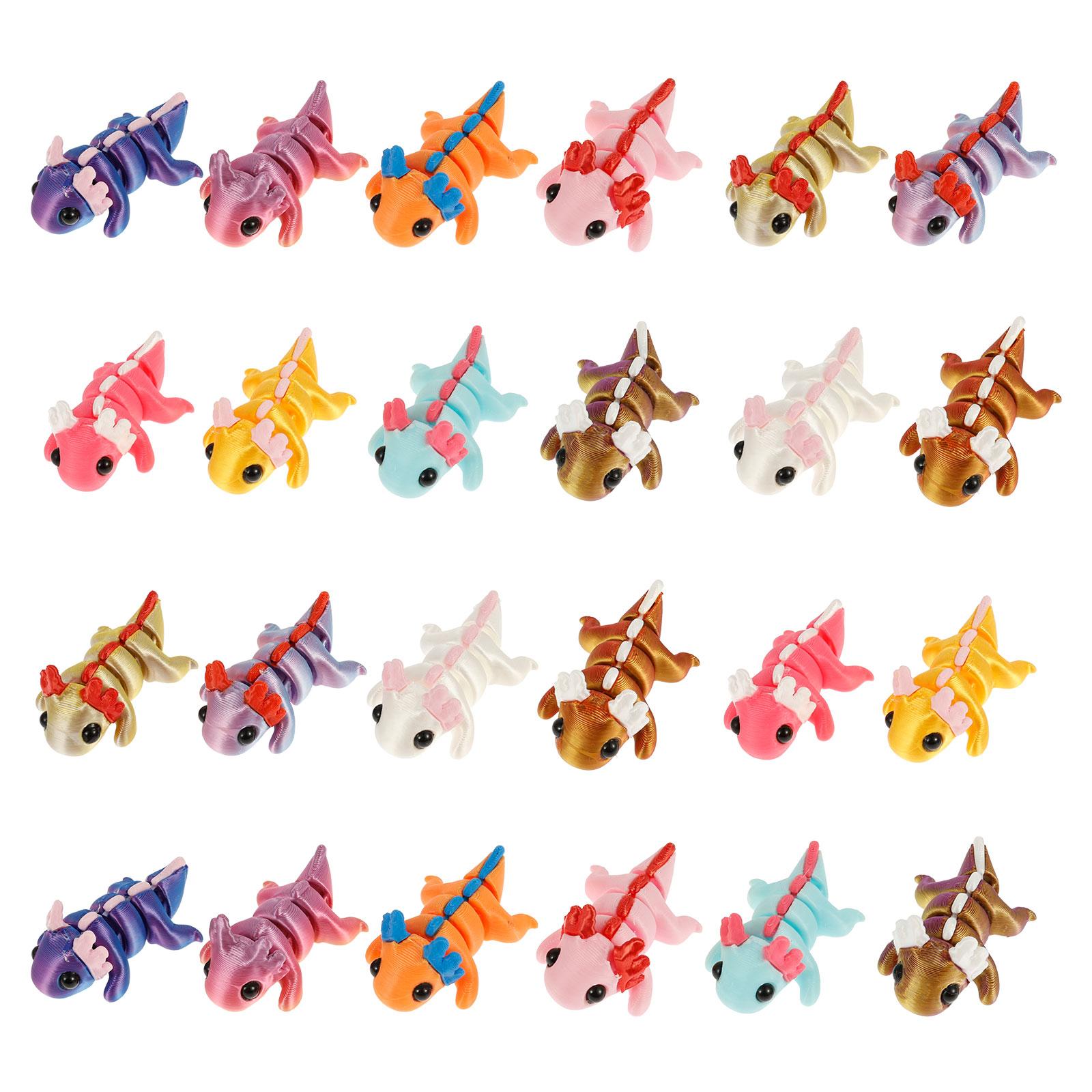 

24/48Pcs 3D Printed Simulation Toys Axolotl Figure Flexible Joint Mini Sensory Axolotl Toy Add Fun 3D Printed Animal Toy