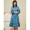 Binpolleidiseu [Reedition] Hedge Denim Volume Sleeve Dress Blue (Bf5271S01P)