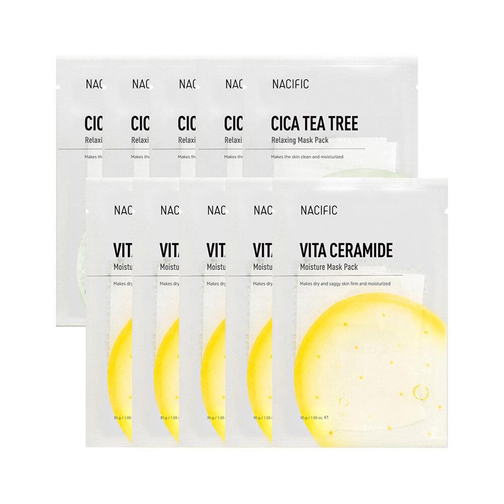 NACIFIC Mask Pack Cica Tea Tree Relaxing x5 + Vita Ceramide Moisture x5