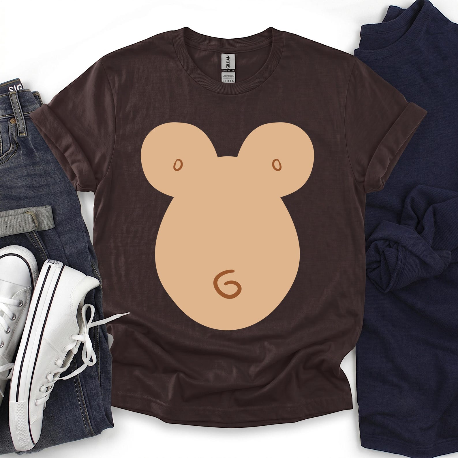 Whimsical Monkey Costume Halloween T-Shirt | Lazy Costume Graphic Tee M