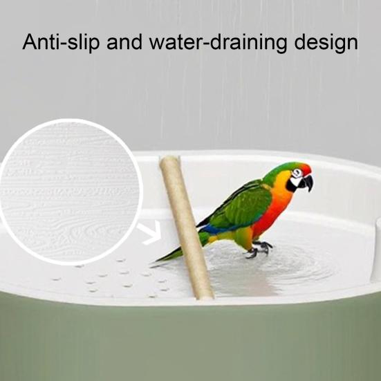 Automatic Bird Bath Parakeet Bath with Circulating Shower System Splash Guard Adjustable Flow Parrot Bath for Cockatiels Macaws Cage Accessory