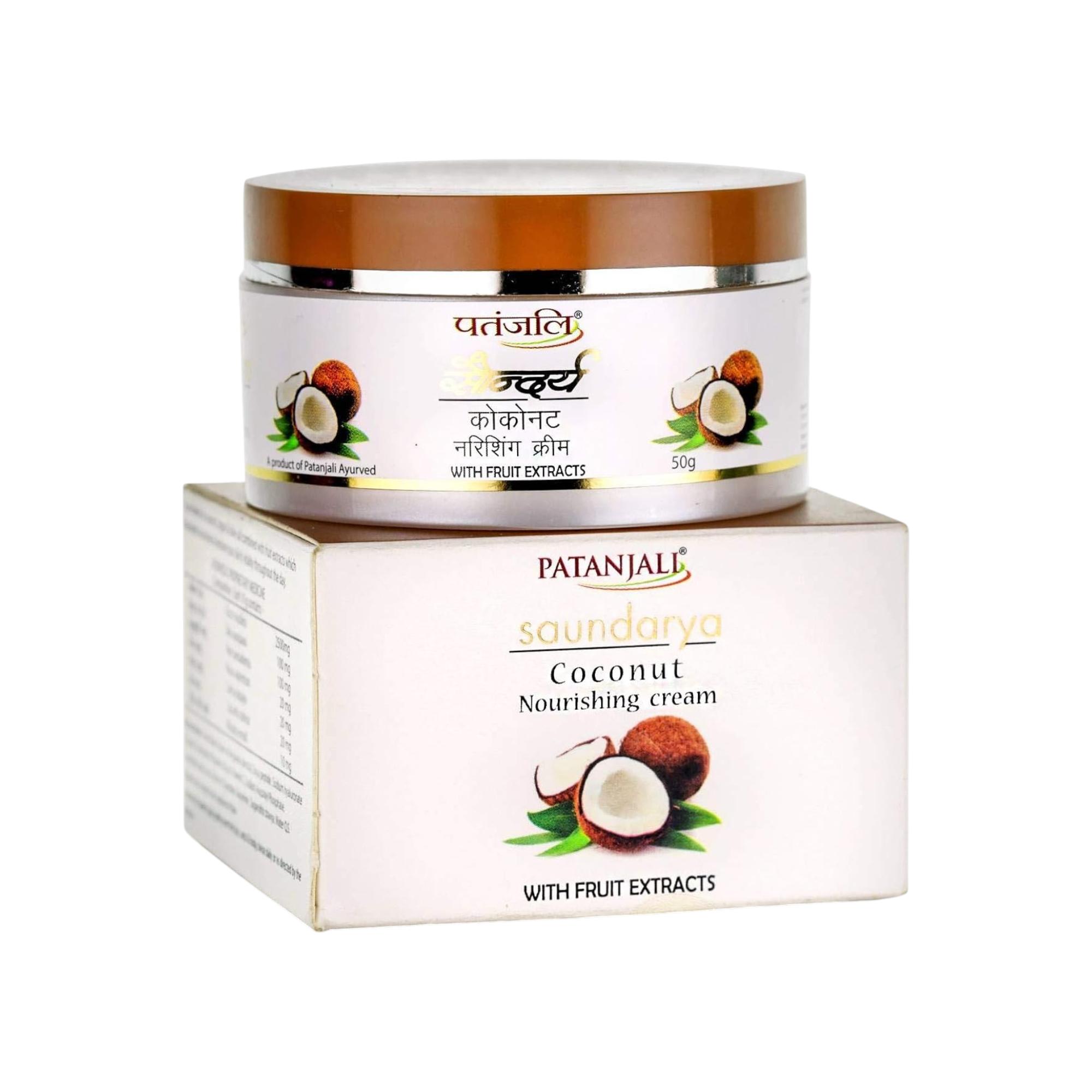 

Patanjali Saundarya Coconut Nourishing Cream Set Of 2 50G With Argan Oil And Skin Moisturizing Benefits