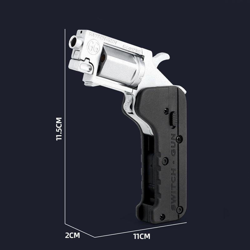 Life Car Ghost Switch-Gun Folding Alloy Left Wheel Metal Model Gun Wheel Simulation Toy Soft Bullet Gun with Plastic Bullets