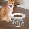 Elevated Cat Feeder Bowl Ceramic Dish Iron Rack Detachable Sturdy Minimalist Stable Base for Indoor